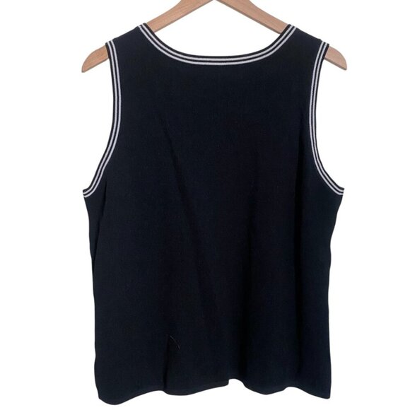 Vintage Anne Klein Cardigan Set Black White Sweater Tank XL - Picture 5 of 8